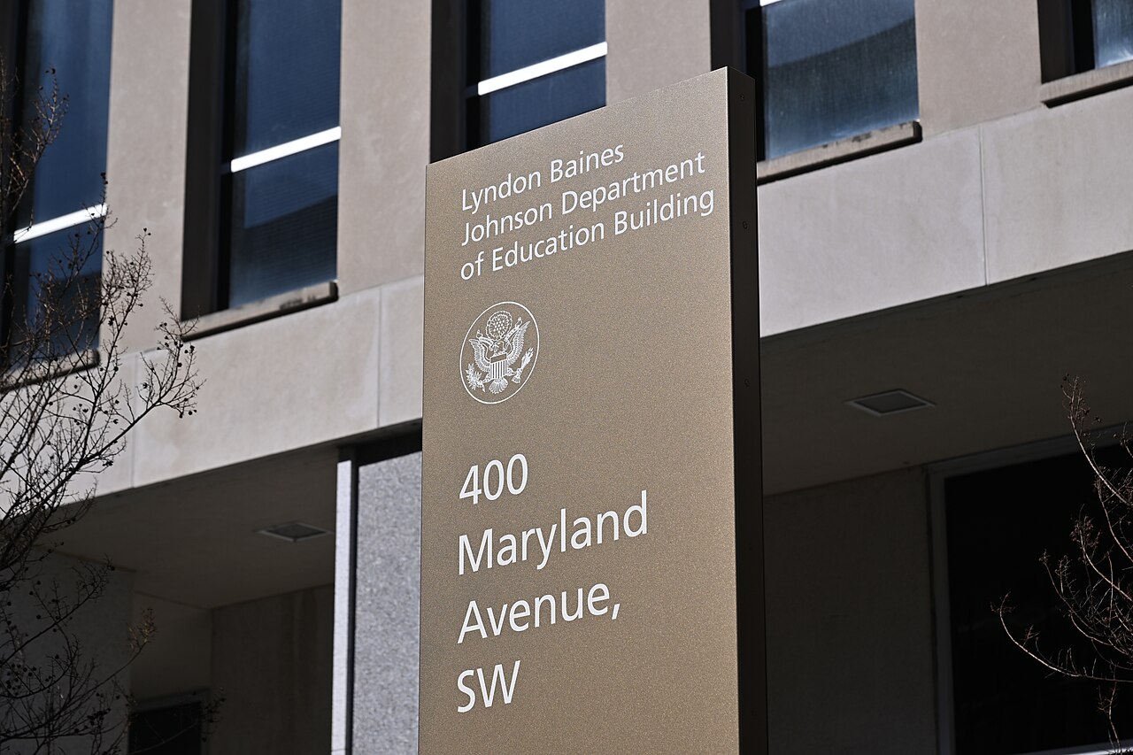 Sign outside the Lyndon Baines Johnson Department of Education Building at 400 Maryland Avenue SW in Washington, D.C.